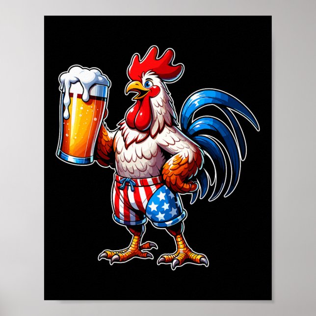 Affiche Drapeau de poulets 4 juillet Patrioti (Devant)