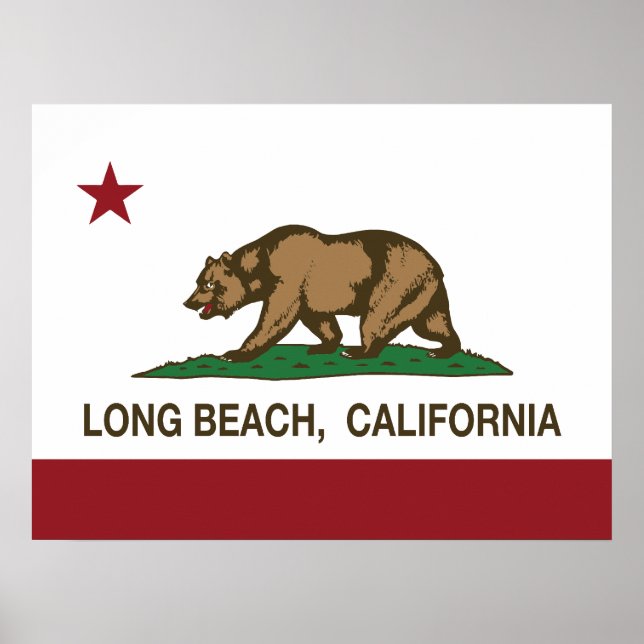 Affiche Drapeau de République de Long Beach la Californie (Devant)