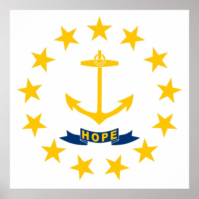Affiche Drapeau de Rhode Island (État des États-Unis) (Devant)