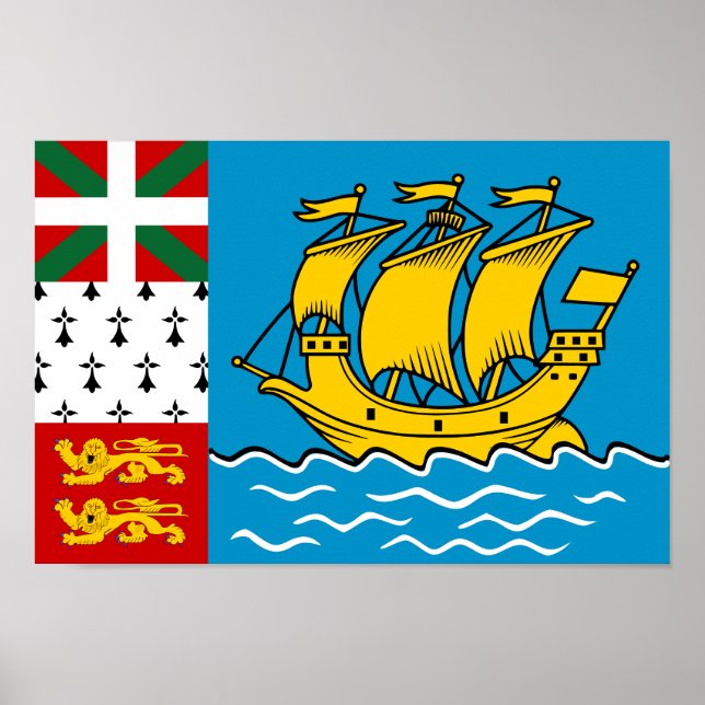 Affiche Drapeau de Saint-Pierre-et-Miquelon (Devant)