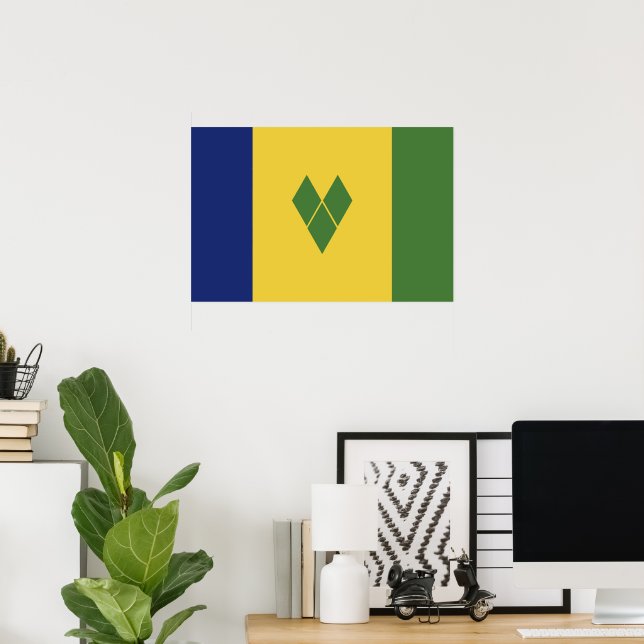 Affiche Drapeau de Saint-Vincent-et-les Grenadines (Bureau à domicile)