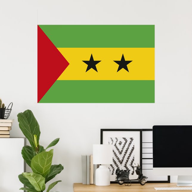 Affiche Drapeau de Sao Tomé-et-Principe (Bureau à domicile)