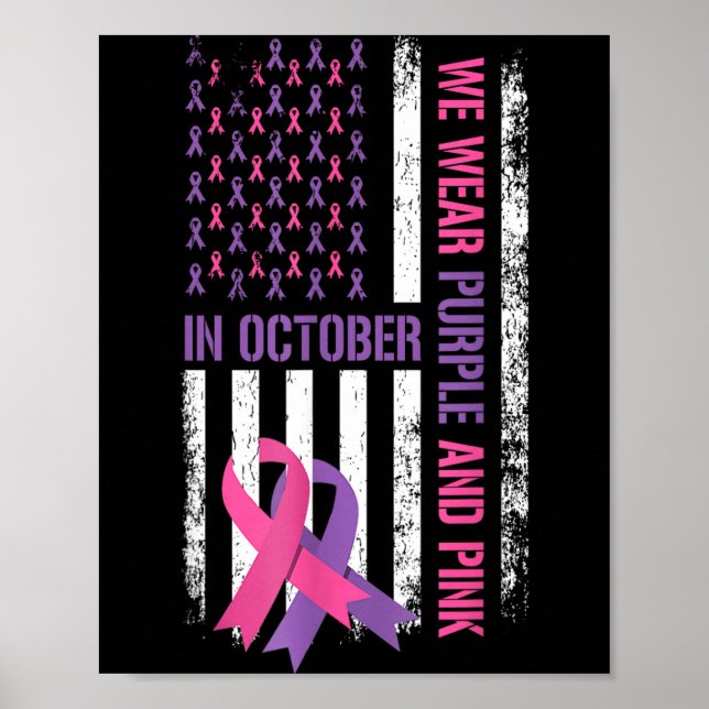 Affiche Drapeau de sensibilisation au cancer du sein et à  (Devant)