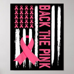 Affiche Drapeau de sensibilisation au cancer du sein rose 