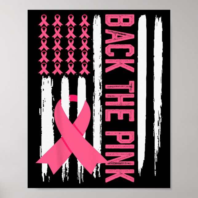 Affiche Drapeau de sensibilisation au cancer du sein rose  (Devant)