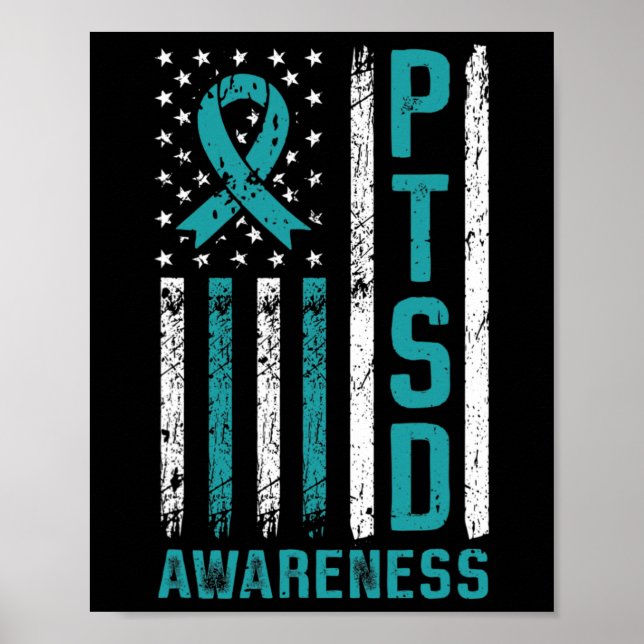 Affiche Drapeau de sensibilisation au SSPT Syndrome de str (Devant)