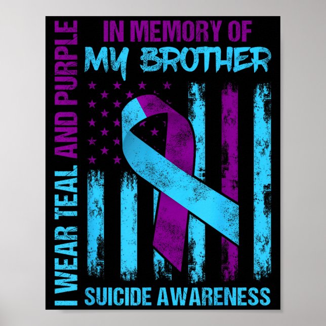 Affiche Drapeau de sensibilisation au suicide en ruban vio (Devant)