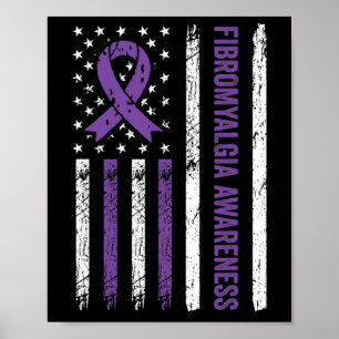 Affiche Drapeau de sensibilisation Fibro Warrior Ruban Vio