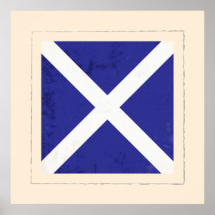 Affiche Drapeau de signal nautique de la lettre "M"