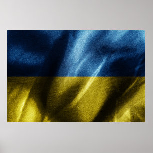 Affiche Drapeau de soie ukrainien