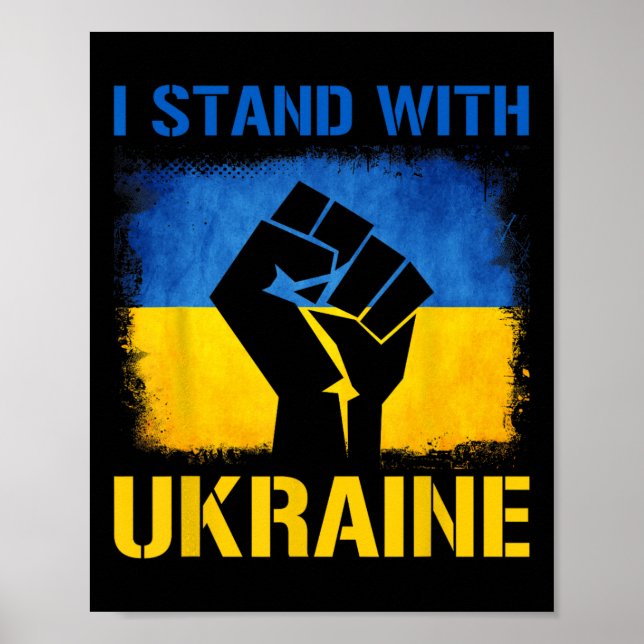 Affiche Drapeau de soutien à l'Ukraine Je suis avec l'Ukra (Devant)
