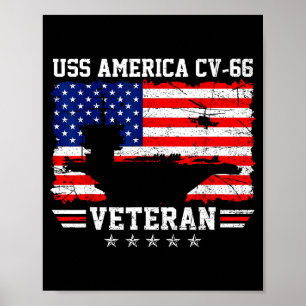 Affiche Drapeau de vétéran du porte-avions USS America CV-