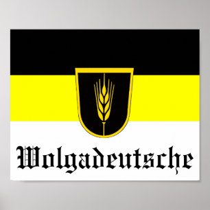 Affiche Drapeau de Wolgadeutsche (version noir/jaune/blanc