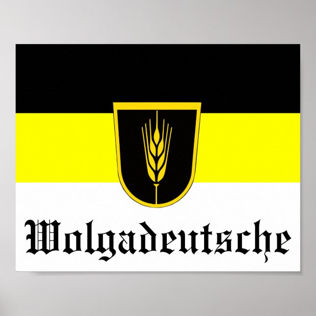 Affiche Drapeau de Wolgadeutsche (version noir/jaune/blanc (Devant)