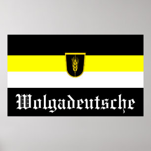 Affiche Drapeau de Wolgadeutsche (version noir/jaune/blanc