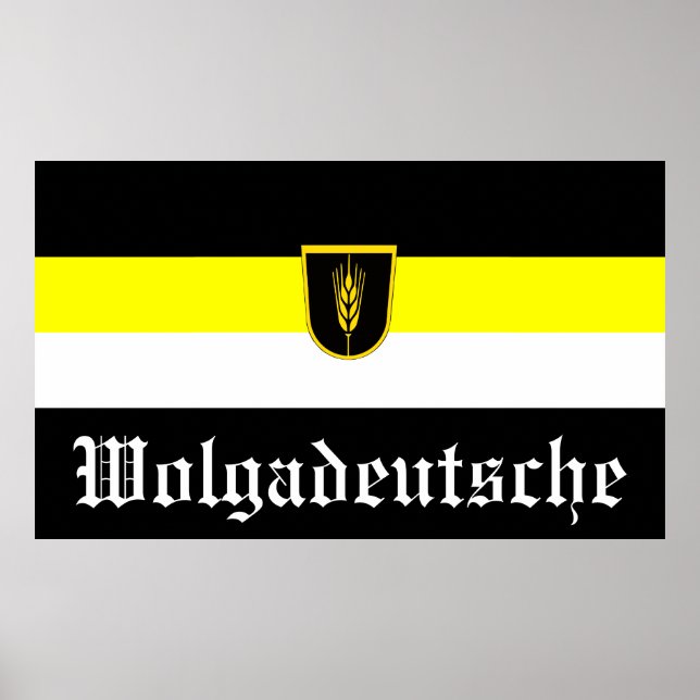 Affiche Drapeau de Wolgadeutsche (version noir/jaune/blanc (Devant)