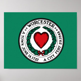 Affiche Drapeau de Worcester, Massachusetts