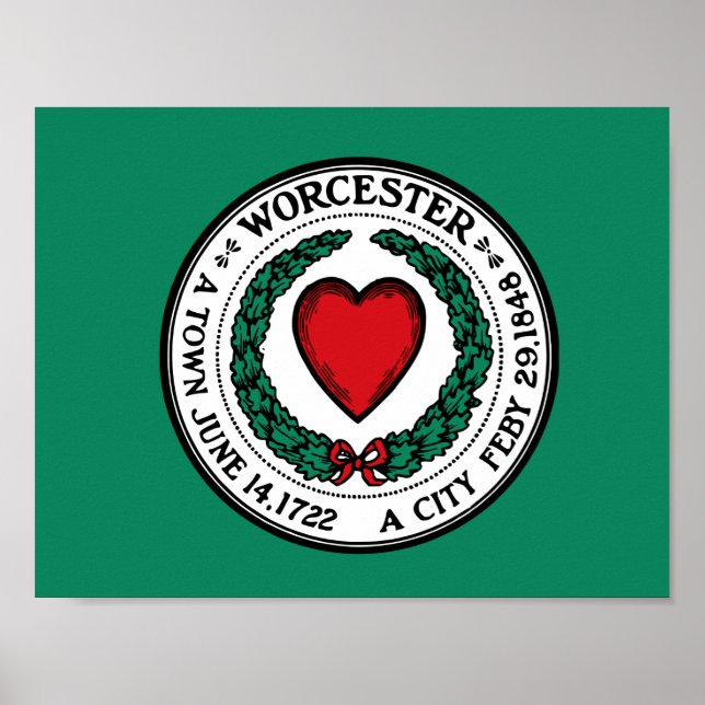 Affiche Drapeau de Worcester, Massachusetts (Devant)