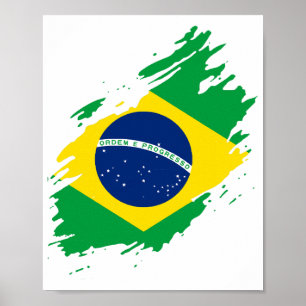 Affiche Drapeau Déchiré Brésil Fierté Nationale Supporters