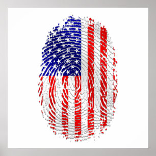 Affiche Drapeau d'empreinte digitale des Etats-Unis de