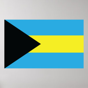Affiche Drapeau des Bahamas en noir, or et Aquamarine