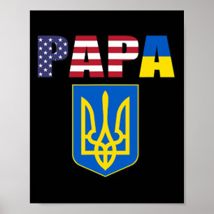 Affiche Drapeau des États-Unis et drapeau de l'Ukraine