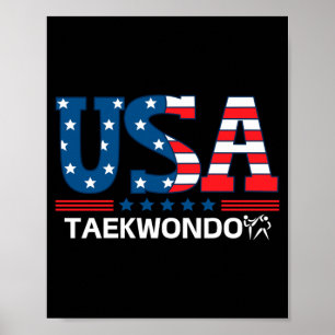 Affiche Drapeau des États-Unis Hommes Taekwondo Usa Équipe
