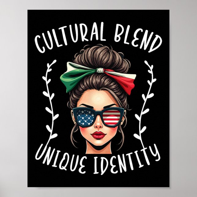 Affiche Drapeau des États-Unis moitié mexicain moitié amér (Devant)