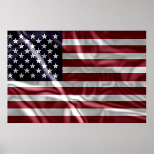 Affiche Drapeau des États-Unis, Vintage avec des plis ondu