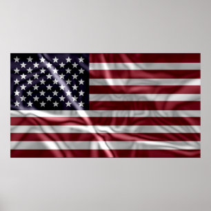 Affiche Drapeau des États-Unis, Vintage avec plis à volets