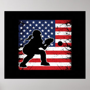 Affiche Drapeau des filles de softball Catchers Gear Stuff