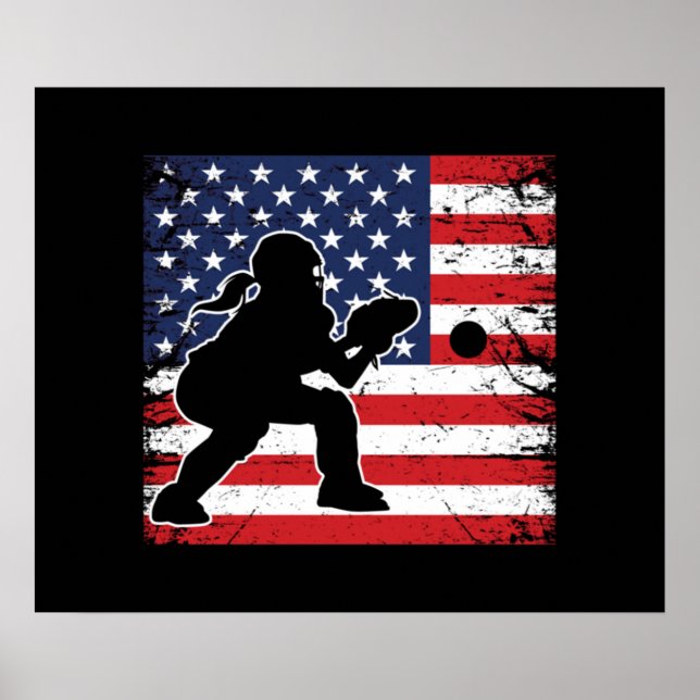 Affiche Drapeau des filles de softball Catchers Gear Stuff (Devant)