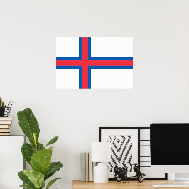Affiche Drapeau des îles Féroé (Bureau à domicile)