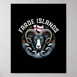 Affiche Drapeau des îles Féroé Voyage Vacances