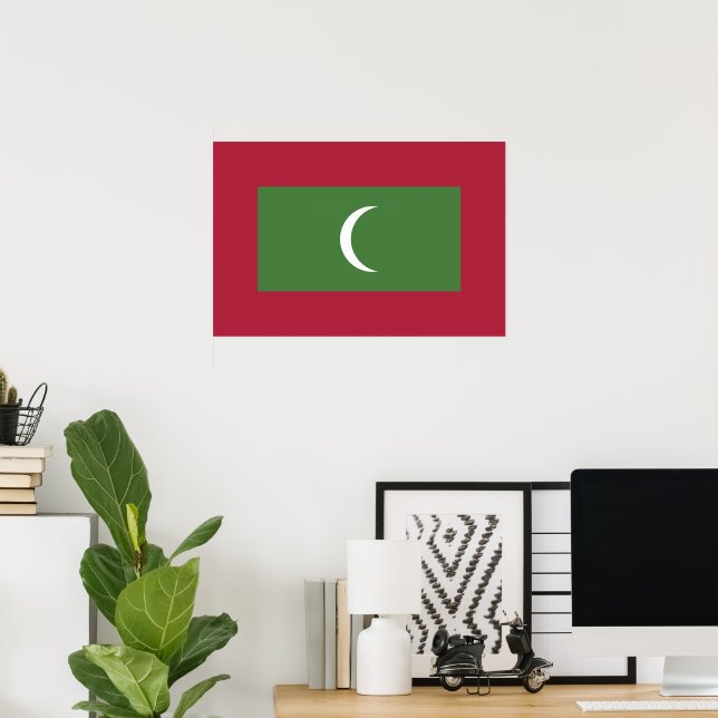Affiche Drapeau des Maldives (Bureau à domicile)