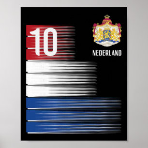 Affiche Drapeau des Pays-Bas 10 Néerlandais Orange Footbal