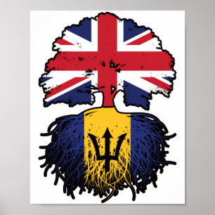Affiche Drapeau des racines d'arbre de la Barbade