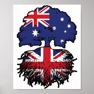 Affiche Drapeau des racines d'arbre de l'Australie britann