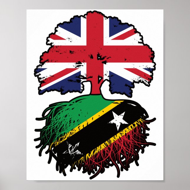 Affiche Drapeau des racines de l'arbre britannique Saint K (Devant)
