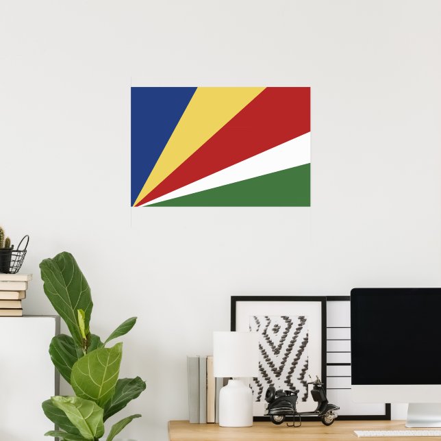 Affiche drapeau des Seychelles (Bureau à domicile)