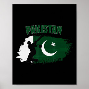 Affiche Drapeau des supporteurs de cricket pakistanais Pak