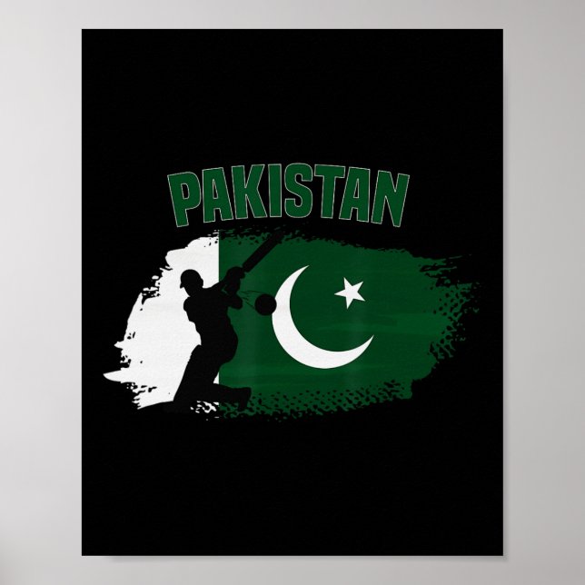 Affiche Drapeau des supporteurs de cricket pakistanais Pak (Devant)