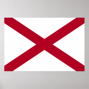 Affiche Drapeau d'Etat Alabama, Croix de St Andrew Crimson