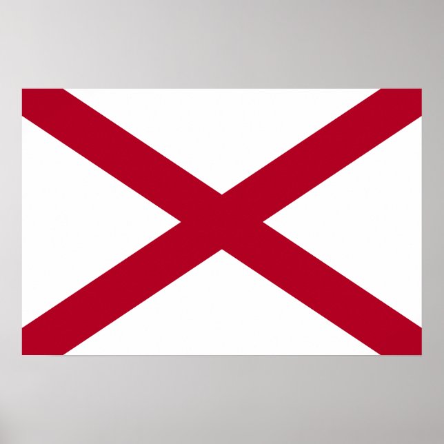 Affiche Drapeau d'Etat Alabama, Croix de St Andrew Crimson (Devant)