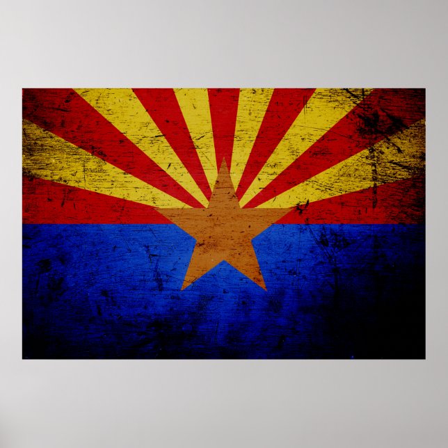 Affiche Drapeau d'état de Black Grunge Arizona (Devant)