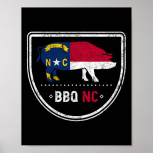 Affiche Drapeau D'État De Caroline Du Nord Bbq Nc