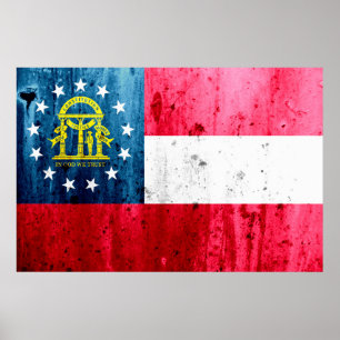 Affiche Drapeau d'État de Georgia Grunge