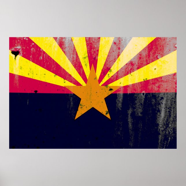 Affiche Drapeau d'État de Grunge en Arizona (Devant)