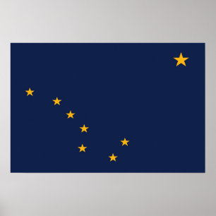 Affiche Drapeau d'État de l'Alaska, États-Unis