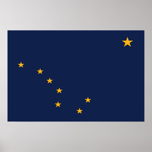 Affiche Drapeau d'État de l'Alaska, États-Unis (Devant)